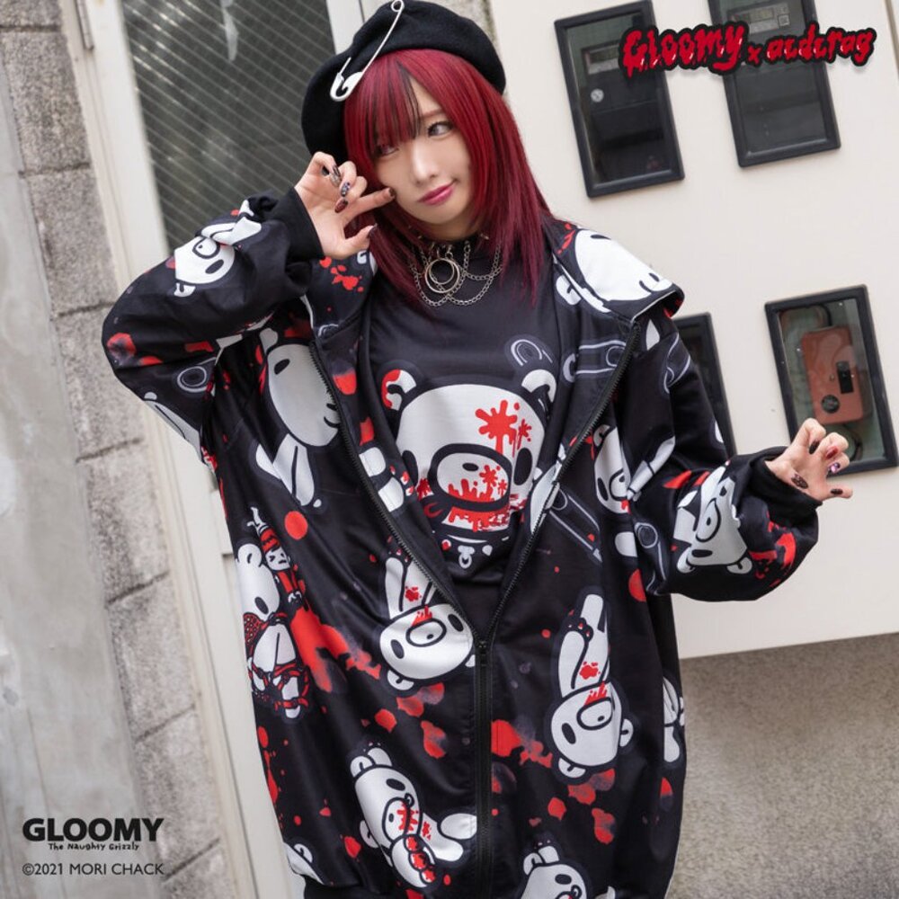 ACDC RAG - Gloomy Bear Dark Gloomy Oversized Zip Up Hoodie